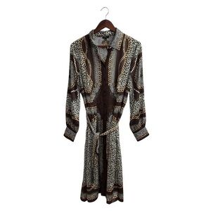 Talbots Animal Print Satin Button Down Dress